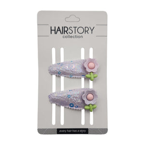 HAIRSTORY Sequin Flower Charm Snap Clip (#25-SF)