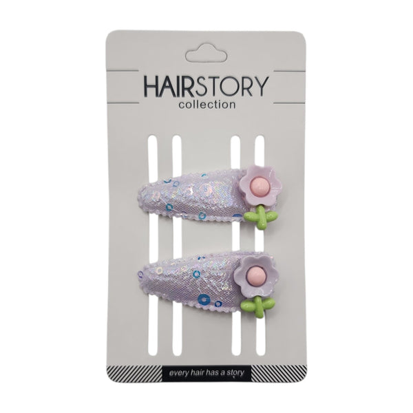 HAIRSTORY Sequin Flower Charm Snap Clip (#25-SF)