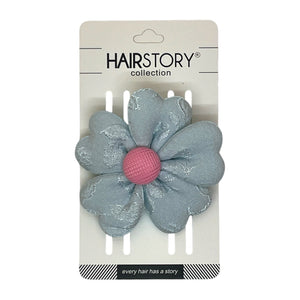 HAIRSTORY BHO00141 Daisy Bllom HairClip Satin Textured W/ Button
