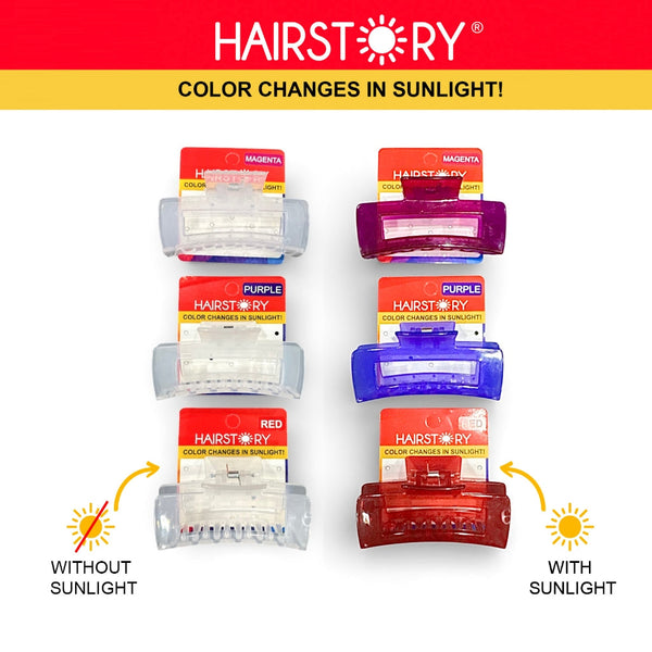 HAIRSTORY Sun UV Color Changing Rectangular Classic Hair Clip Clamp