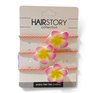 HAIRSTORY Plumeria Flower Charm Hair Ties