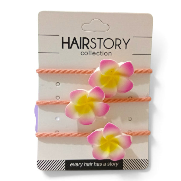 HAIRSTORY Plumeria Flower Charm Hair Ties