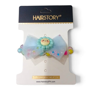 HAIRSTORY 2 in 1 Pastel Bracelet Bow with Flower Charms Hair Ties