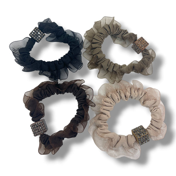 HAIRSTORY 6011 Scrunchies W/Cube Charm