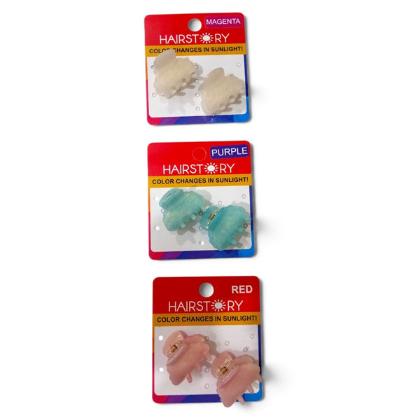 HAIRSTORY CCAH-007 Sun UV Color Changing Acrylic Arc Hair Clamp 3.5cm