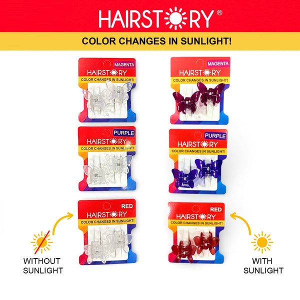 HAIRSTORY Sun UV Color Changing Clips Small Butterfly Hair Claw