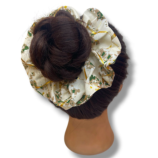 HAIRSTORY 6037 Vintage Scrunchies W/Gold Lining