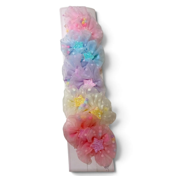 HAIRSTORY Sweet Pastel Flower W/Star and Beads Hair Clip