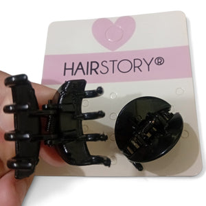 HAIRSTORY D349 Plain Black Tiny Hair Clamp Clips