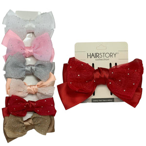 HAIRSTORY Double Bow Organza Pin Curl Clips-#7A