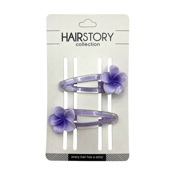 HAIRSTORY Transparent Plumeria Flower Snap Clip (#13-TPF)