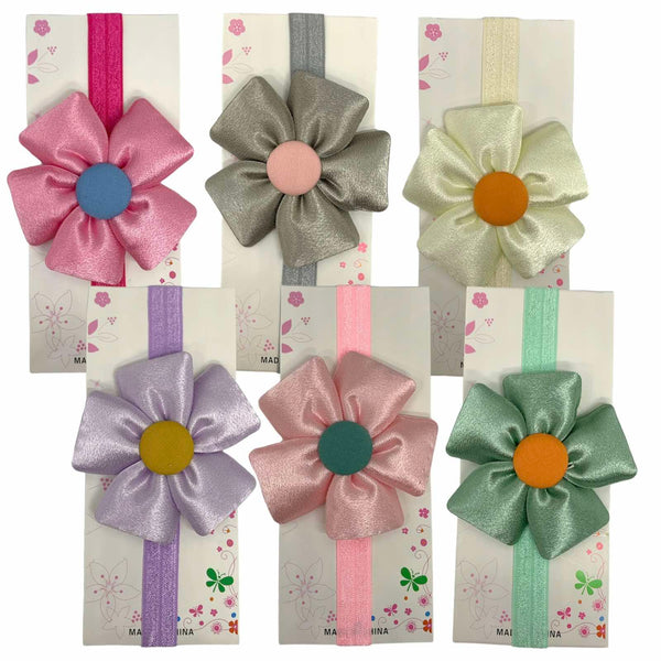 HAIRSTORY Flower Satin Baby Toddler Turban Headband - #1A