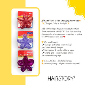 HAIRSTORY Sun UV Color Changing Double Sided Flower Orchid Hair Clip Clamp