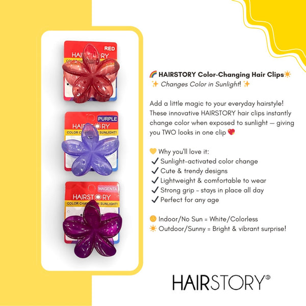 HAIRSTORY Sun UV Color Changing Double Sided Flower Orchid Hair Clip Clamp