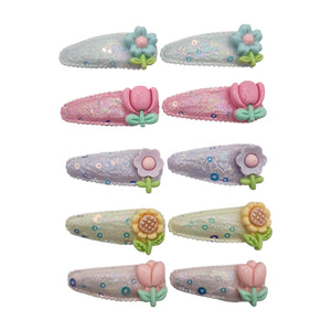 HAIRSTORY Sequin Flower Charm Snap Clip (#25-SF)