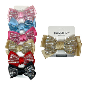 HAIRSTORY BHO00129 Shimmer Satin Bow Hair Clip