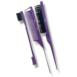 HAIRSTORY Hair Styling Comb Set with Teasing Brush and Rat Tail Comb