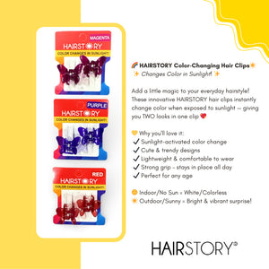 HAIRSTORY Sun UV Color Changing Clips Small Butterfly Hair Claw
