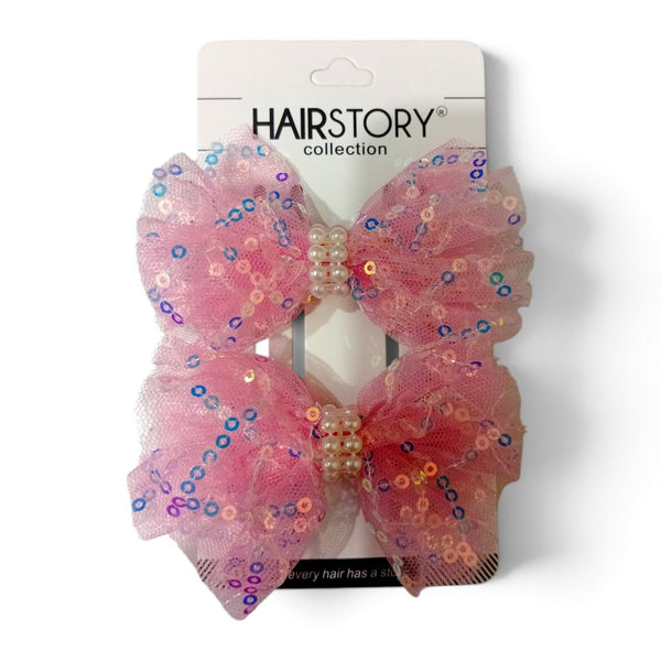 HAIRSTORY Sparkle Sequin Bow Hair Clips