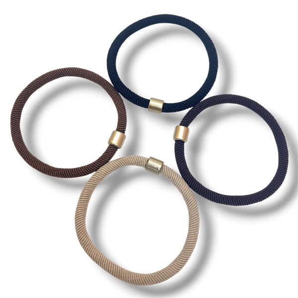 HAIRSTORY 6048 Classic Elastic Hair Tie W/ Gold Accent