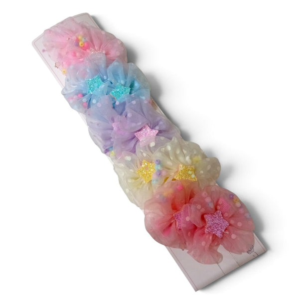 HAIRSTORY Sweet Pastel Flower W/Star and Beads Hair Clip