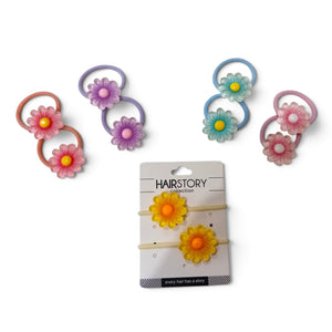HAIRSTORY Cute Pastel Flower Charm Hair Tie