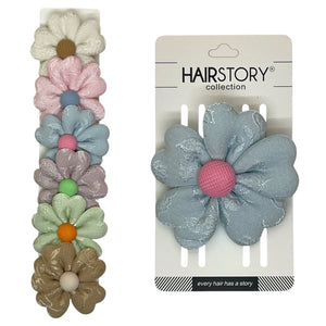 HAIRSTORY BHO00141 Daisy Bllom HairClip Satin Textured W/ Button
