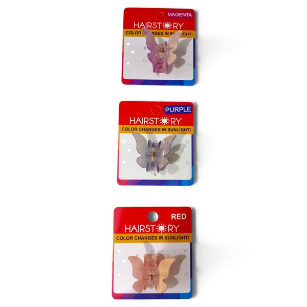 HAIRSTORY CCAH-0013 Sun UV Color Changing Acrylic Butterfly Clamp