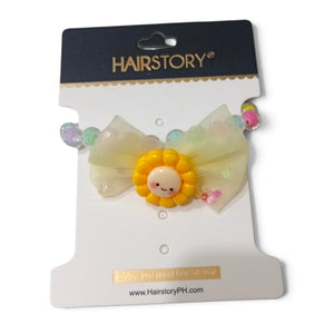HAIRSTORY 2 in 1 Pastel Bracelet Bow with Flower Charms Hair Ties