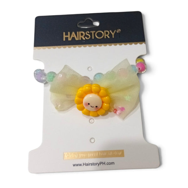 HAIRSTORY 2 in 1 Pastel Bracelet Bow with Flower Charms Hair Ties