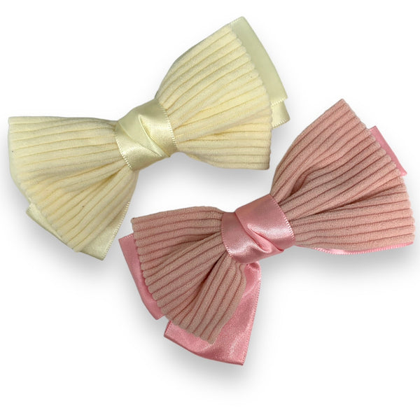 HAIRSTORY Double Bow Velvet Pin Curl Clips-#7A