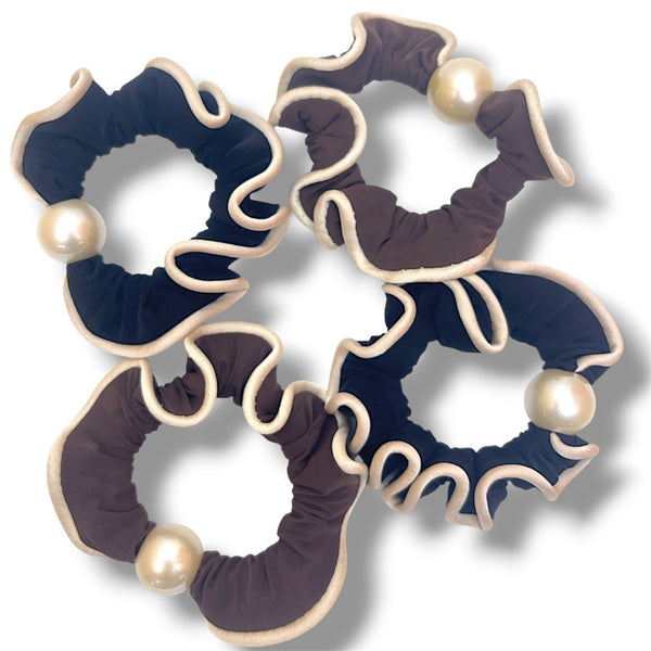 HAIRSTORY #6051 Scrunchies With Pearl Charm
