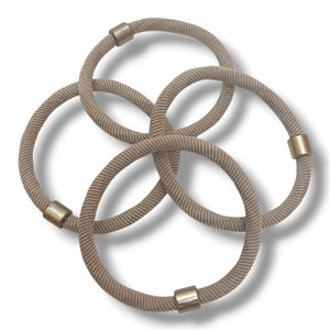 HAIRSTORY 6048 Classic Elastic Hair Tie W/ Gold Accent