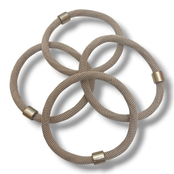 HAIRSTORY 6048 Classic Elastic Hair Tie W/ Gold Accent