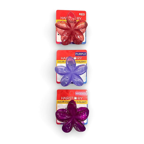 HAIRSTORY Sun UV Color Changing Double Sided Flower Orchid Hair Clip Clamp