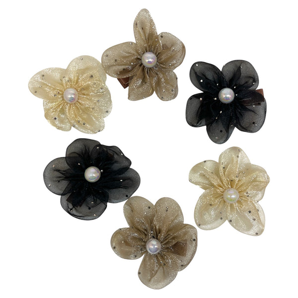HAIRSTORY Shimmer Organza Flower Charm Pin Clip (003-SOF)