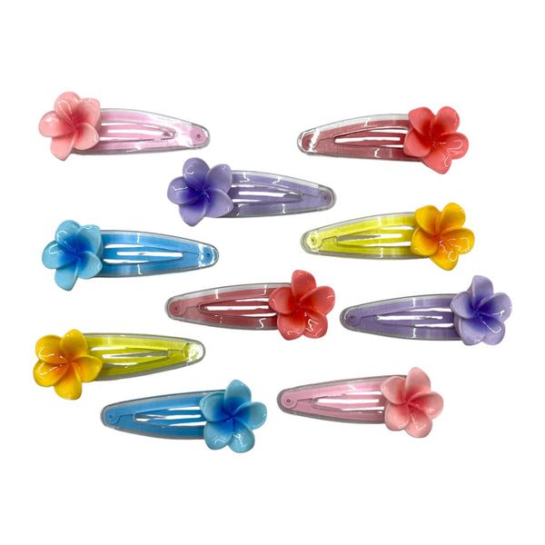 HAIRSTORY Transparent Plumeria Flower Snap Clip (#13-TPF)