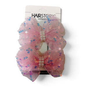 HAIRSTORY Sparkle Sequin Bow Hair Clips