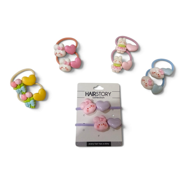 HAIRSTORY Kawaii Bear & Heart Hair Ties