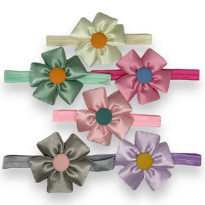 HAIRSTORY Flower Satin Baby Toddler Turban Headband - #1A