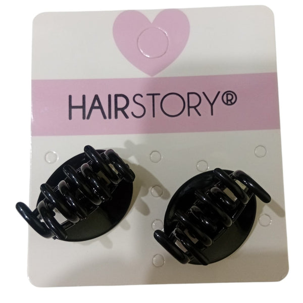 HAIRSTORY D349 Plain Black Tiny Hair Clamp Clips