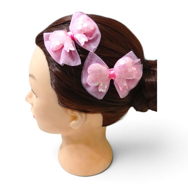 HAIRSTORY 001-BS Cute Pastel Bow Sequin Hair Clip