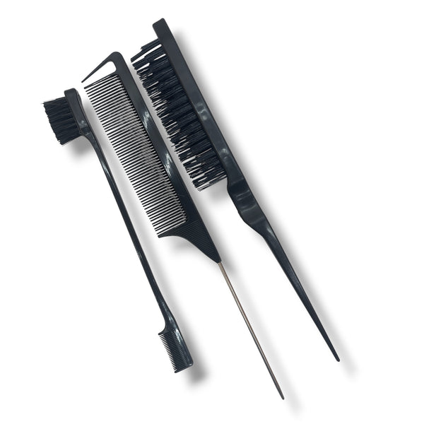 HAIRSTORY Hair Styling Comb Set with Teasing Brush and Rat Tail Comb