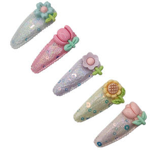 HAIRSTORY Sequin Flower Charm Snap Clip (#25-SF)