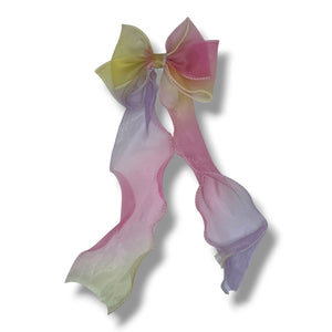 HAIRSTORY #22 Ribbon Long Bow Glittered Mesh