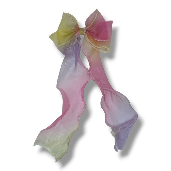 HAIRSTORY #22 Ribbon Long Bow Glittered Mesh