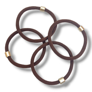 HAIRSTORY 6048 Classic Elastic Hair Tie W/ Gold Accent