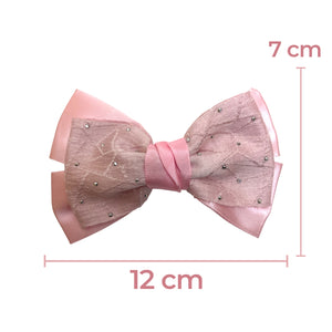 HAIRSTORY BHO00130 Bow Satin Fabric W/ Dotted Rhinestones