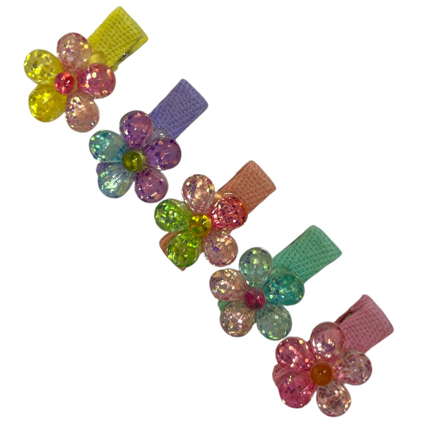 HAIRSTORY Glittered Flower Charm Snap Clip (001-GF)