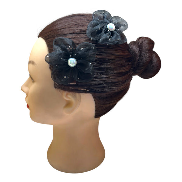 HAIRSTORY Shimmer Organza Flower Charm Pin Clip (003-SOF)